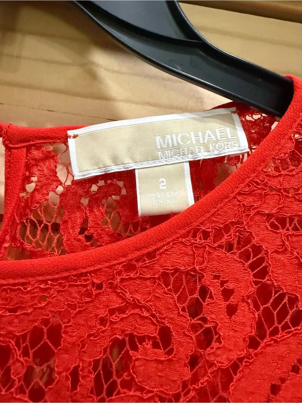 Michael Kors Red Lace Short Sleeve Fit & Flare Dress
